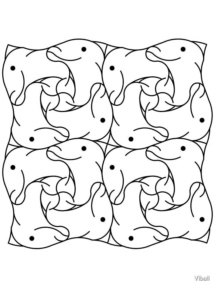 Coloring dolphin tessellation kids t