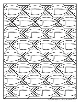 Fish tessellation coloring page by green t studios tpt