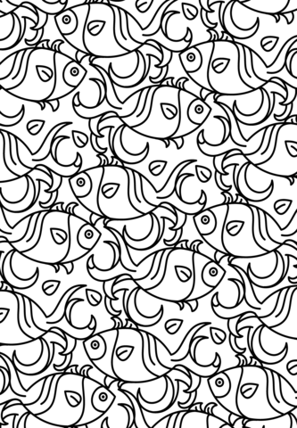 Fish pattern coloring page free printable coloring pages