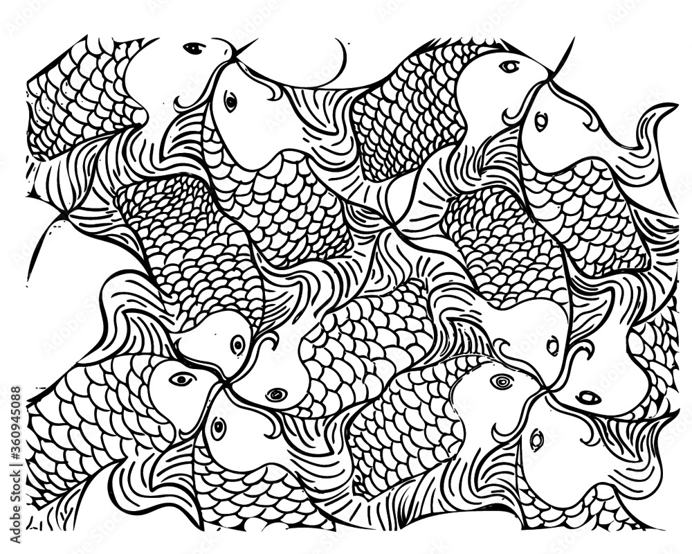 Coy fish tessellation vector