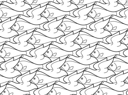 Bird fish tessellation by mc escher coloring page supercoloring gratis kleurplaten mc escher kleurplaten