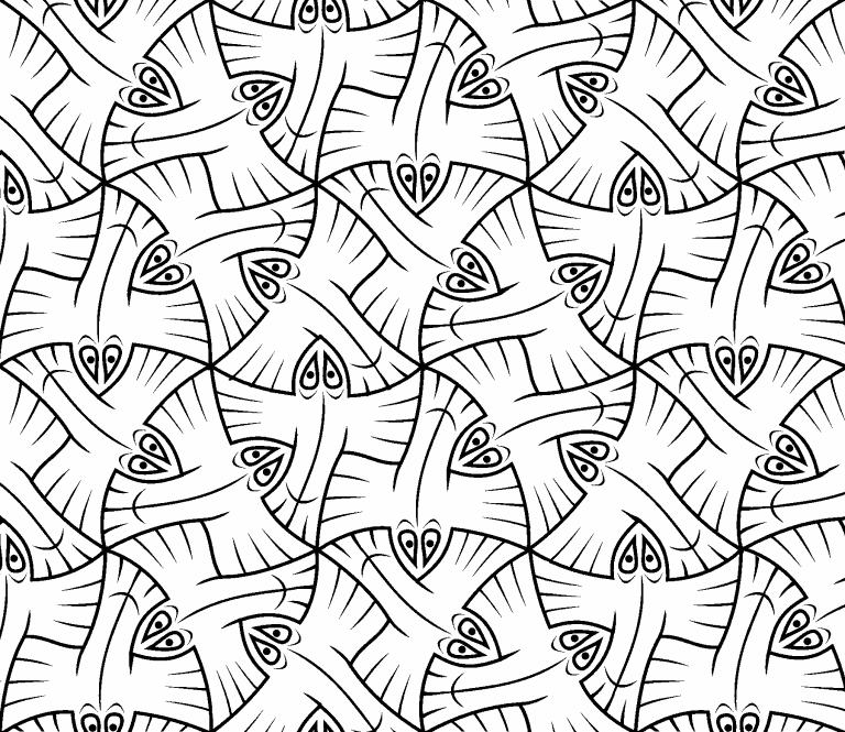 Free coloring page mar fishpond tessellation