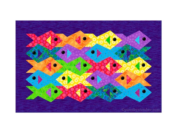 Buy tessellating fish paper pieced quilt pattern pdf download foundation piecing fpp tessellation interlocked animal ocean marine sea life online in india