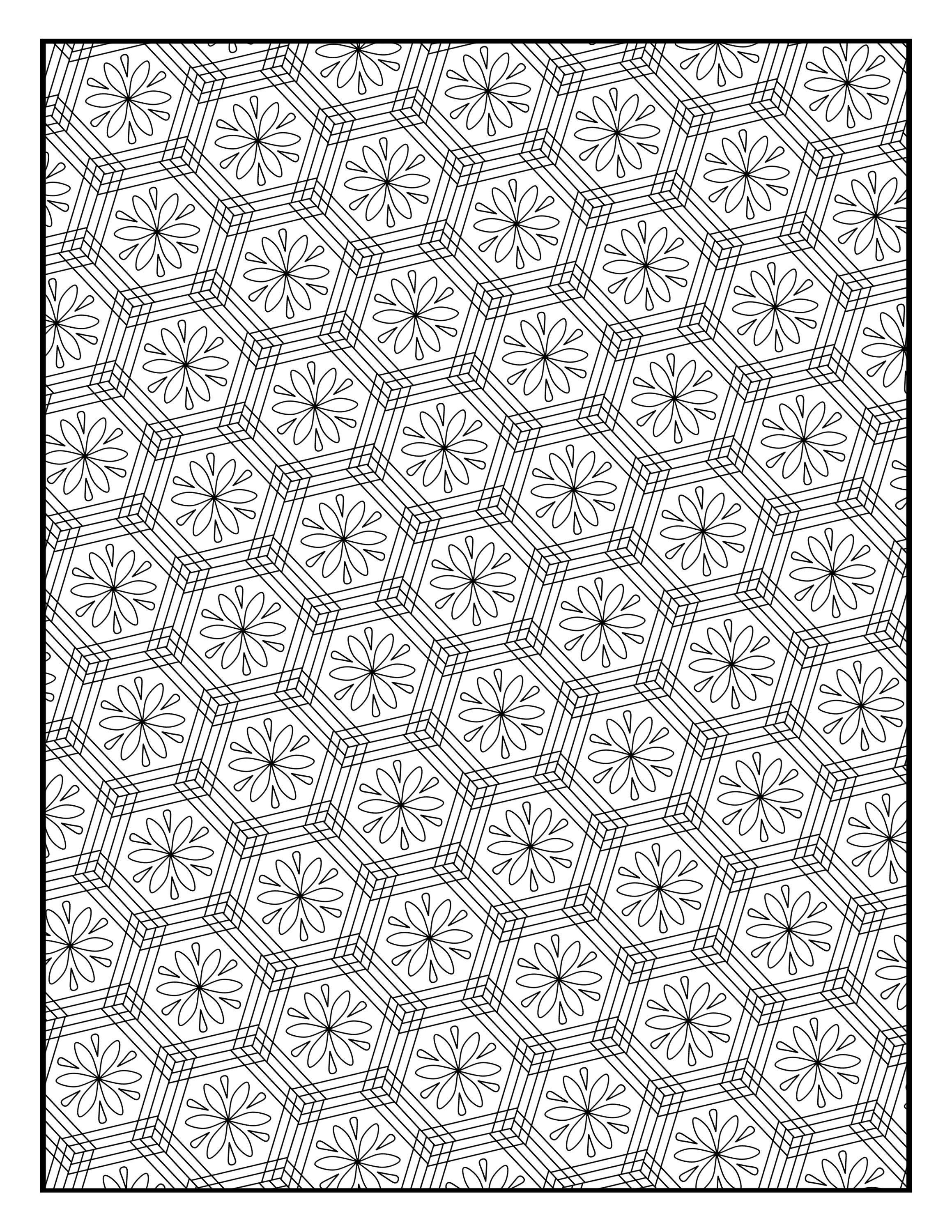 Coloring page geometric repeating pattern printable