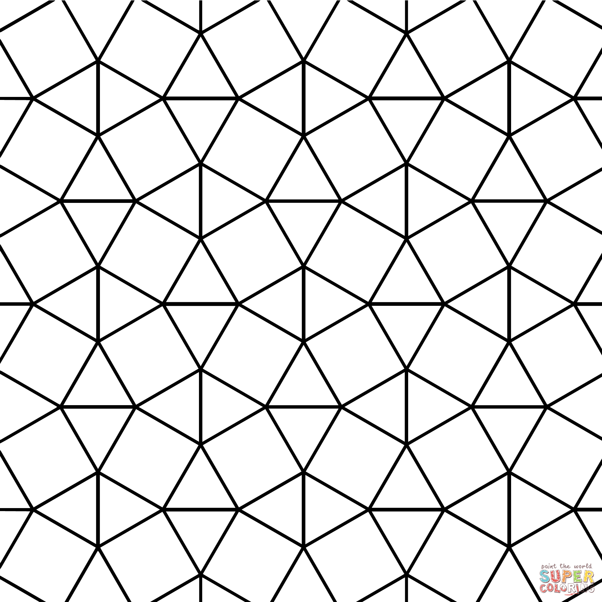 Tessellation with triangle and square tiling coloring page free printable coloring pages