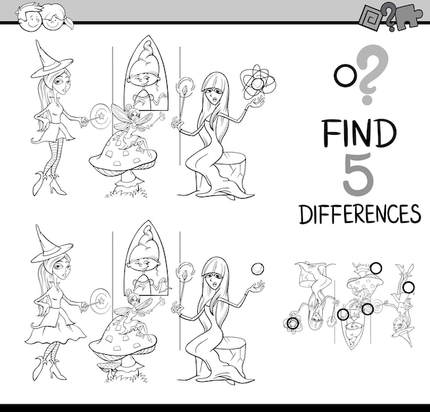 Premium vector differences test coloring book