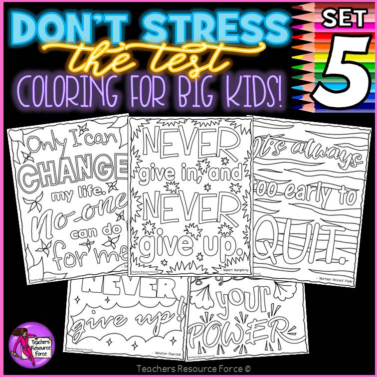 Growth mindset colouring pages posters dont stress the test â testing motivation shop