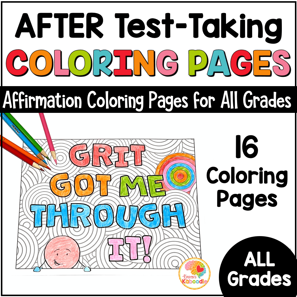 Fun after state testing positive affirmation coloring pages activity