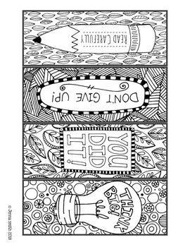 Motivational coloring bookmarks to inspire test