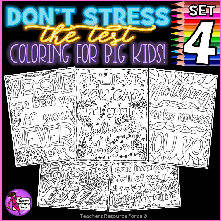 Growth mindset colouring pages posters sheets dont stress the test