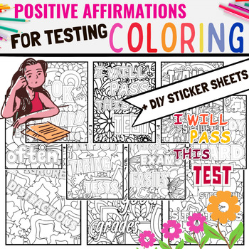 Positive affirmations for testing coloring pages diy sticker sheets made by teachers