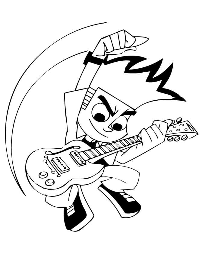 Johnny playing guitar coloring page