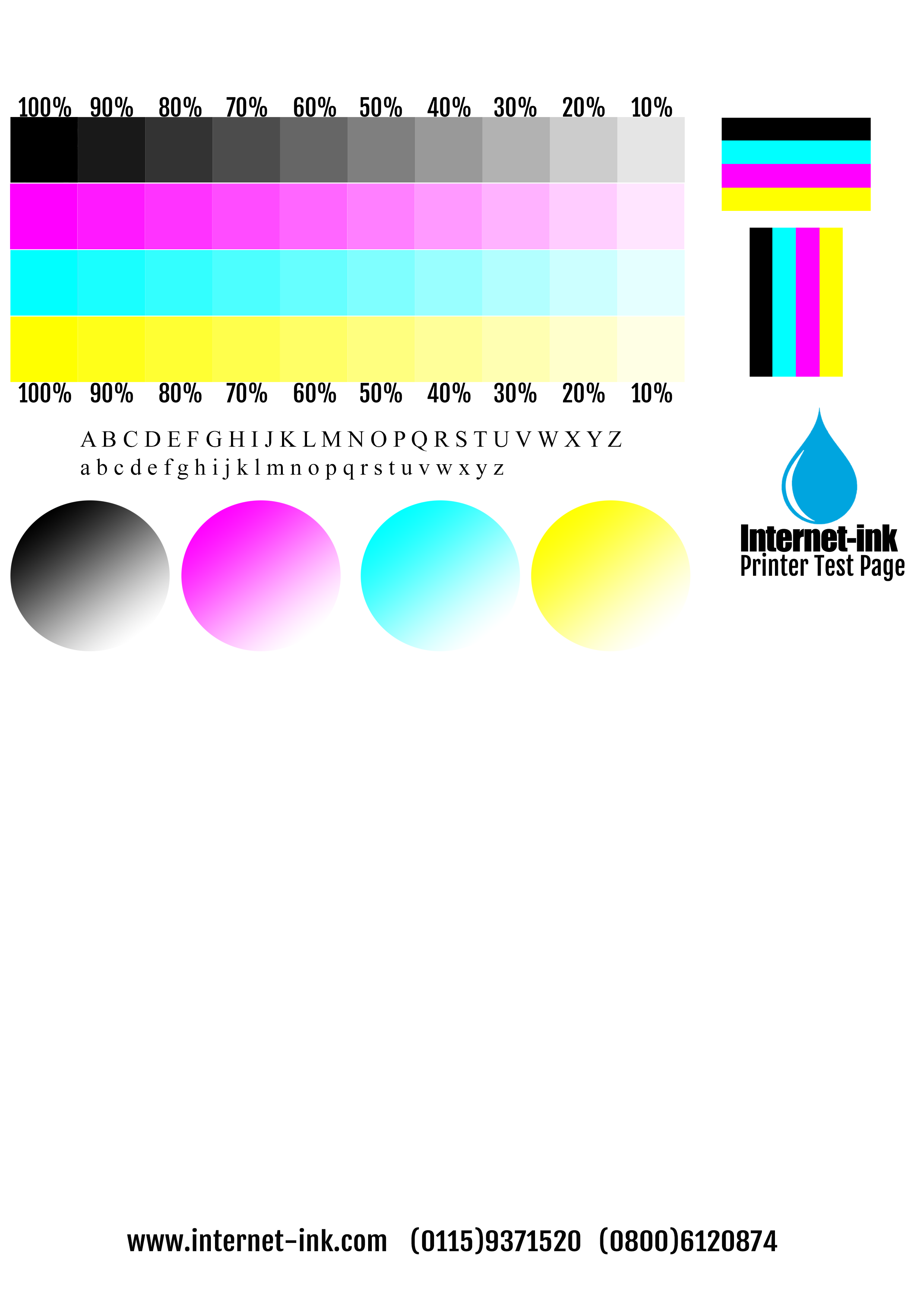 Colour test page internet ink