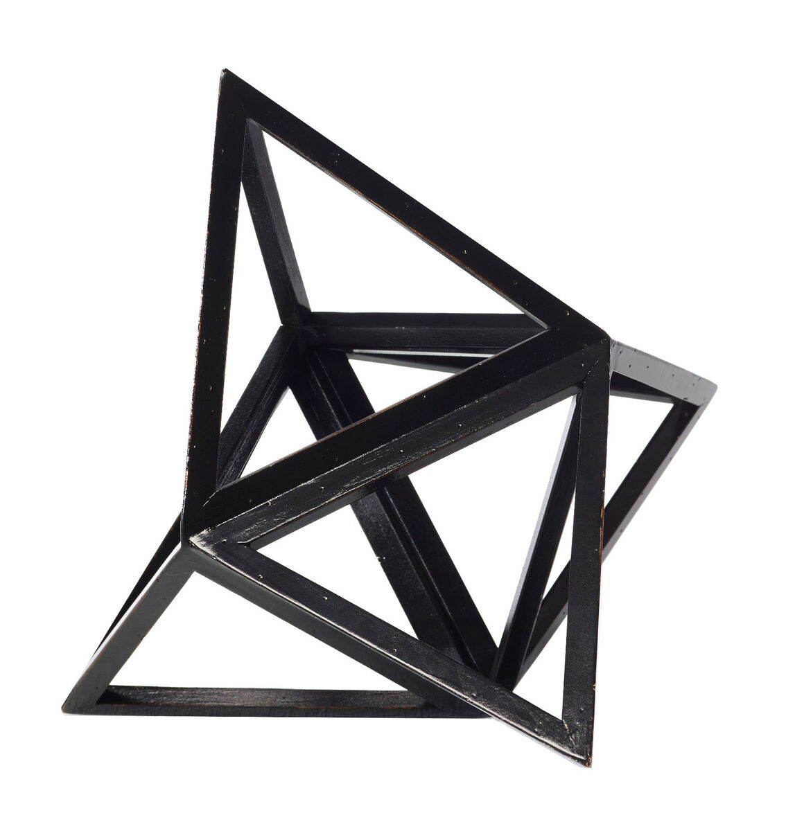 Tetrahedron black elevated d geometric fire figurine model polyhedron accent