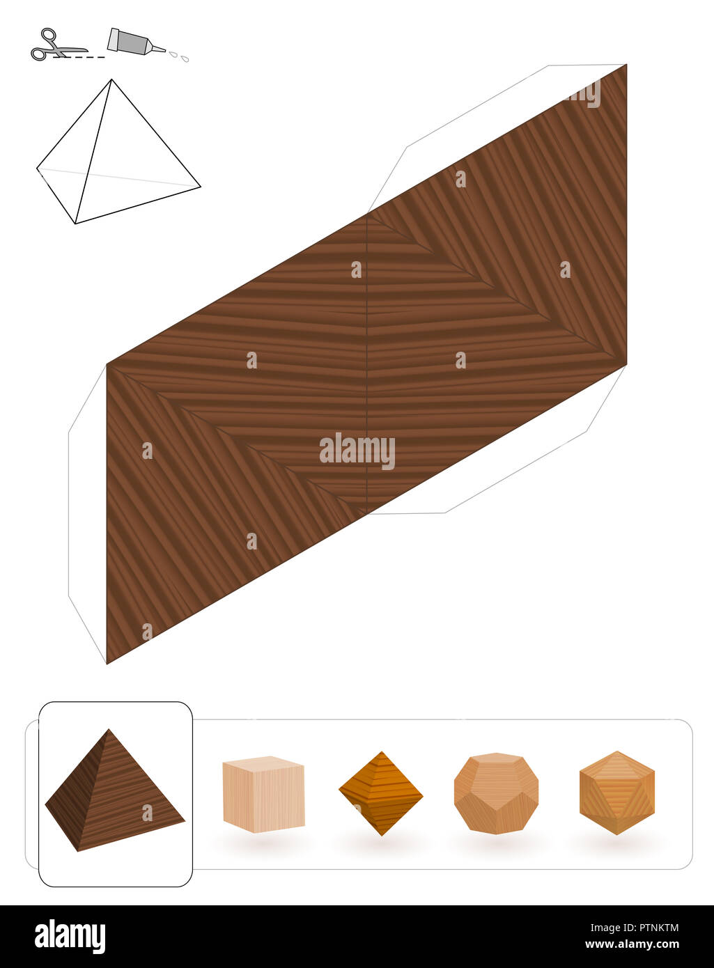 Tetrahedron cut out stock images pictures