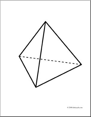 Clip art d solids tetrahedron coloring page