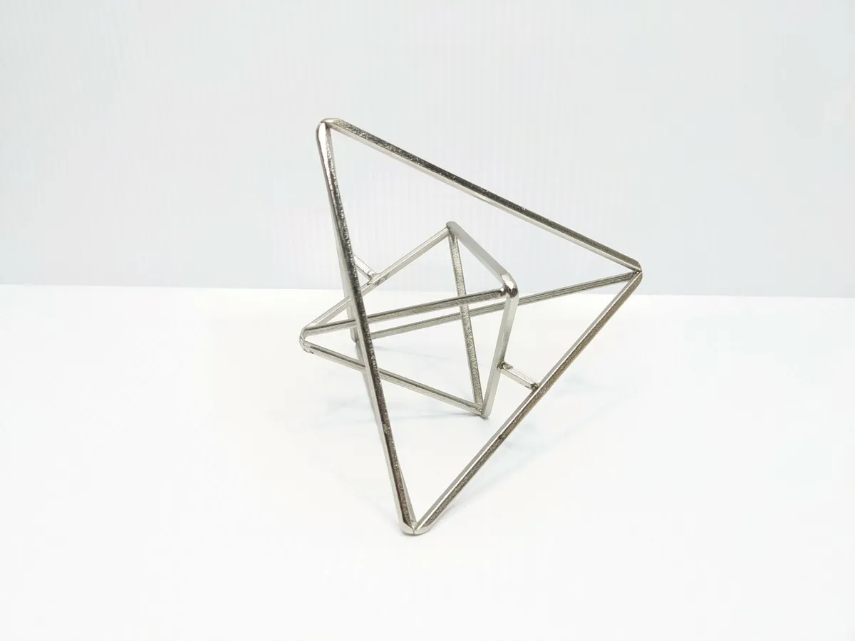 Tetrahedron within a tetrahedron metal sculpture decor new