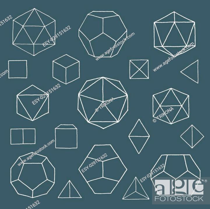 Vector white outline hand drawn monochrome platonic solids tetrahedron cube hexahedron octahedron stock vector vector and low budget royalty free image pic esy