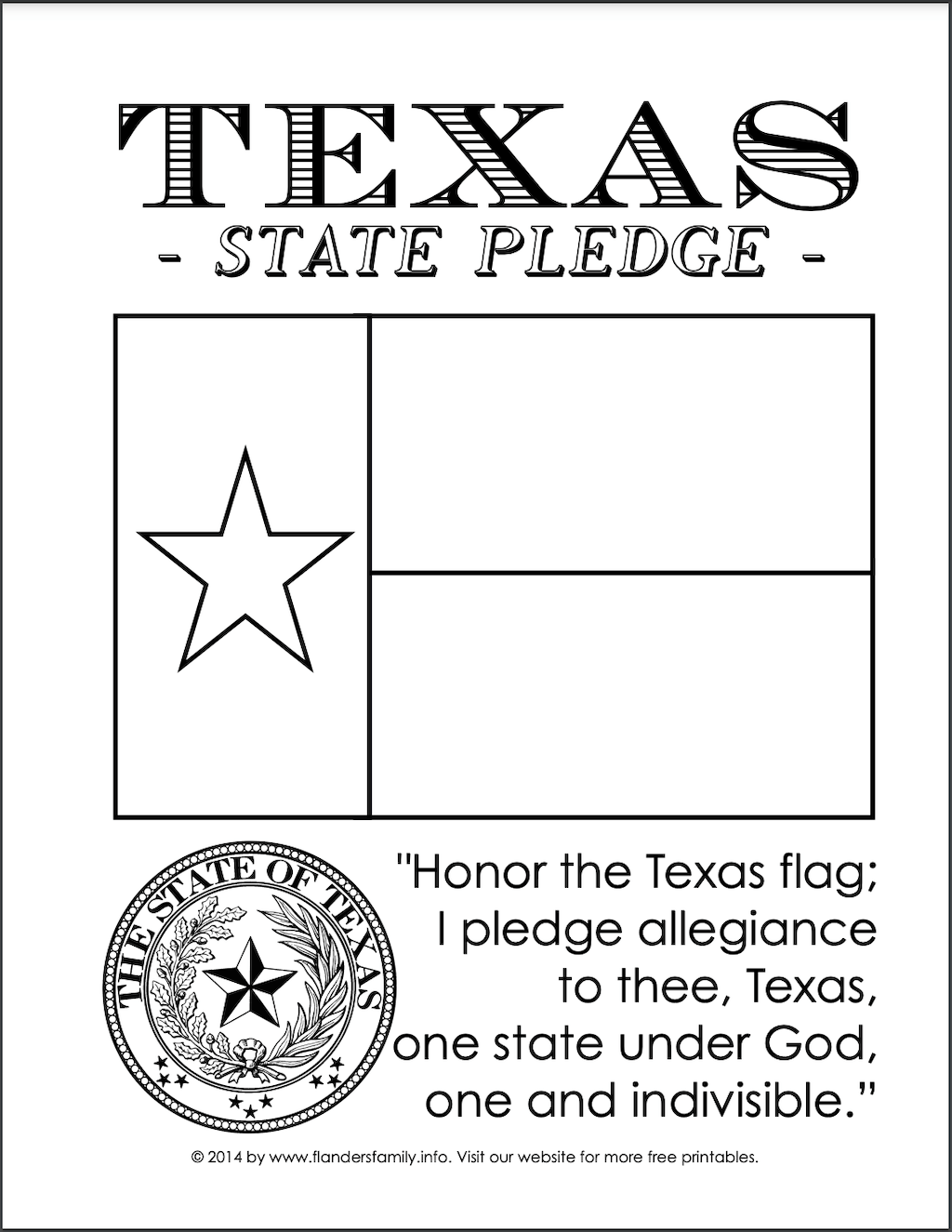 Texas state pledge printable