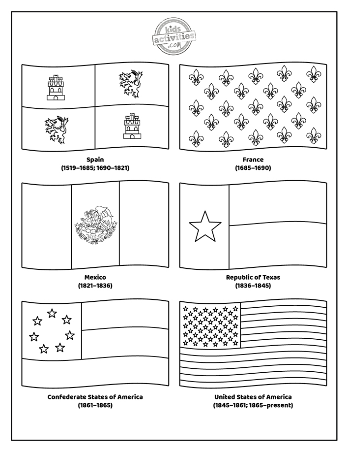 Flags over texas coloring pages kids activities blog