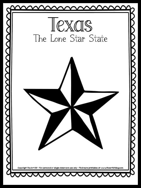 Free printable texas coloring page lone star state â the art kit
