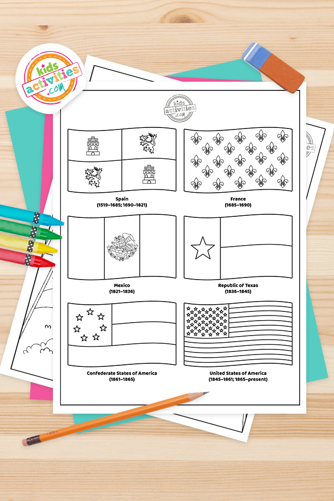 Flags over texas coloring pages kids activities blog