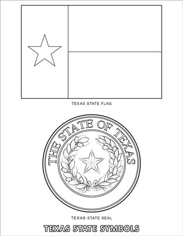 Texas state symbols coloring page free printable coloring pages
