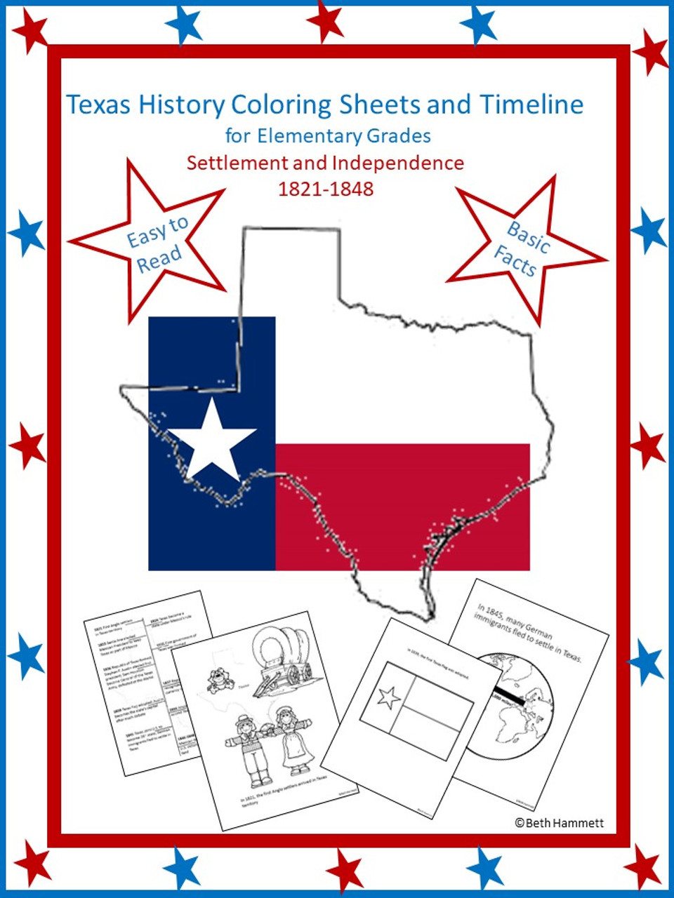 Texas history coloring sheets and timeline