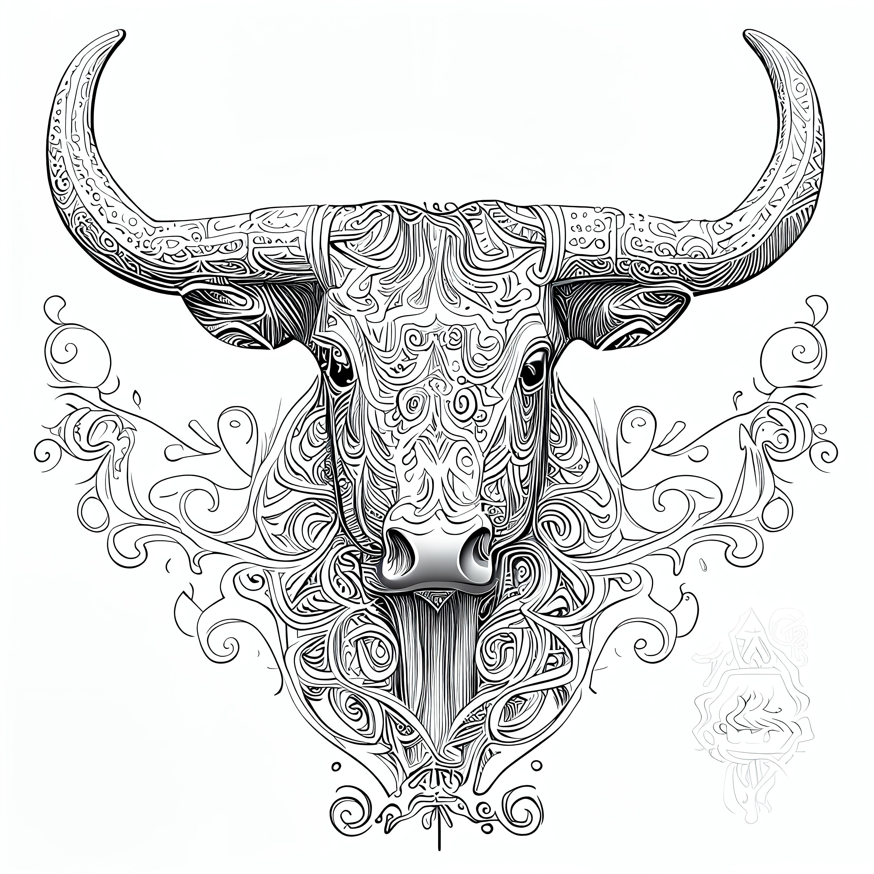 Pack stress relief coloring pages longhorn digital print filigree detailed mandala instant download set coloring pages for adults