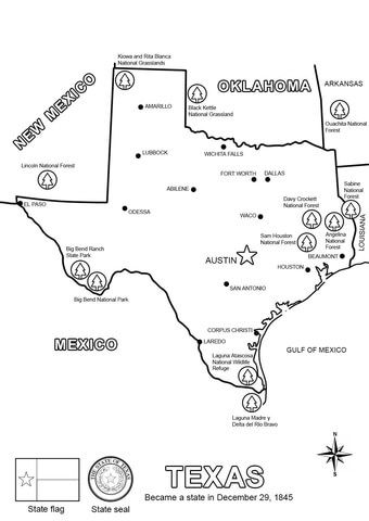 Texas state map coloring page from texas category select from printable crafts of cartoons nature anâ texas state map world map coloring page texas map