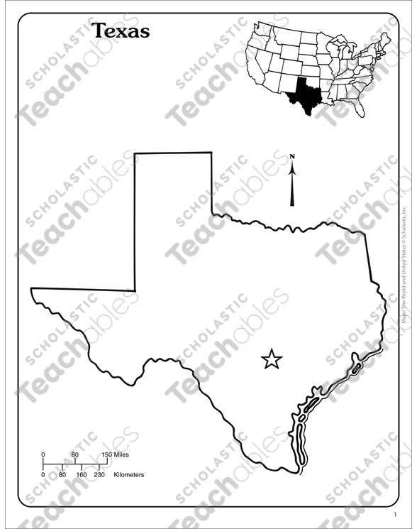 Texas state outline map printable maps