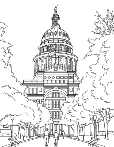 Texas state capital coloring page free printable coloring pages