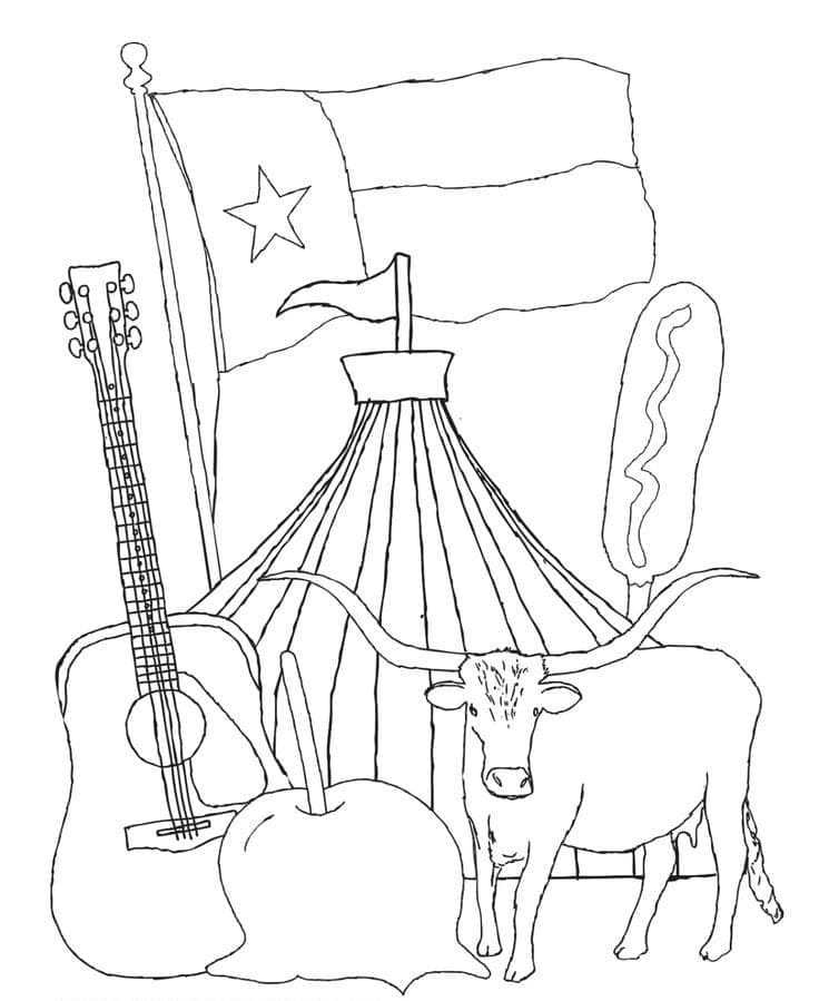 Texas image coloring page
