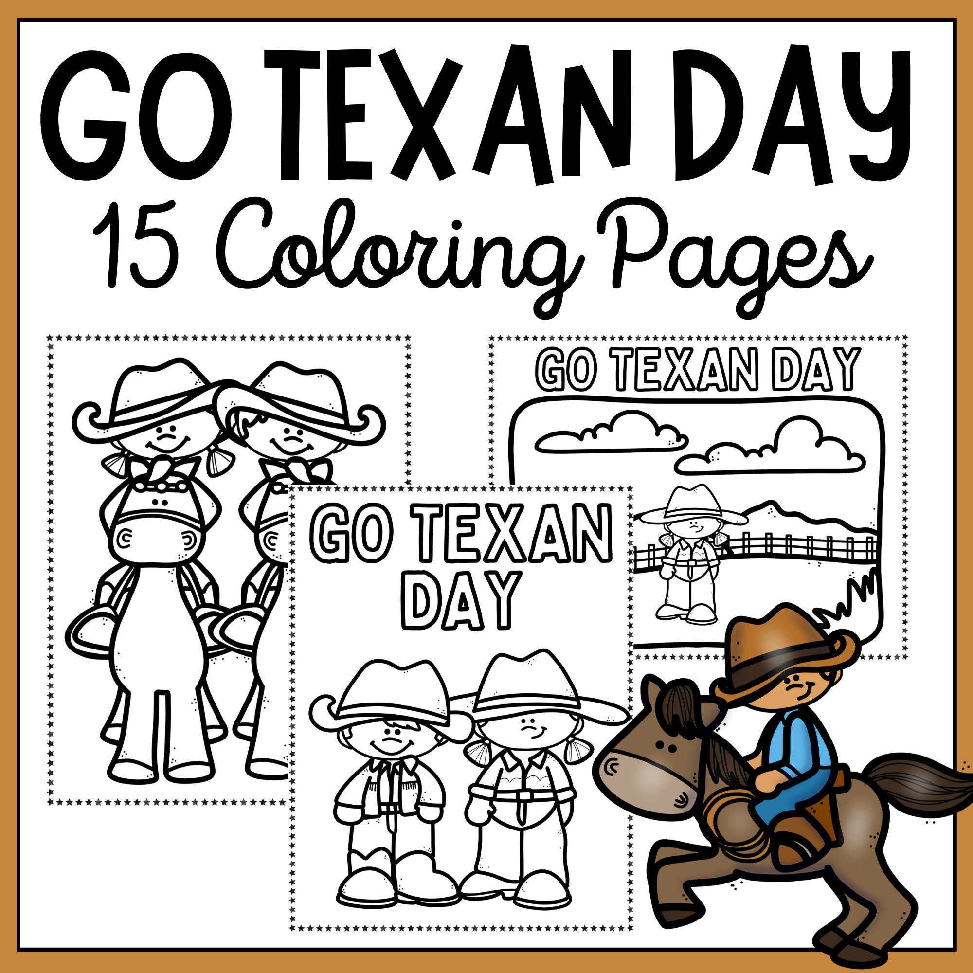 Go texan day coloring pages texas coloring sheets cowboy and western instant download and printable
