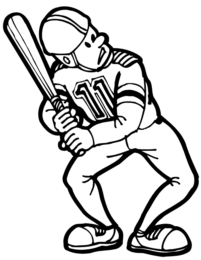 Printable baseball batter coloring page leaning forward