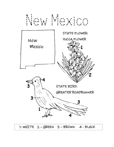 New mexico state bird and flower coloring page teaching resources