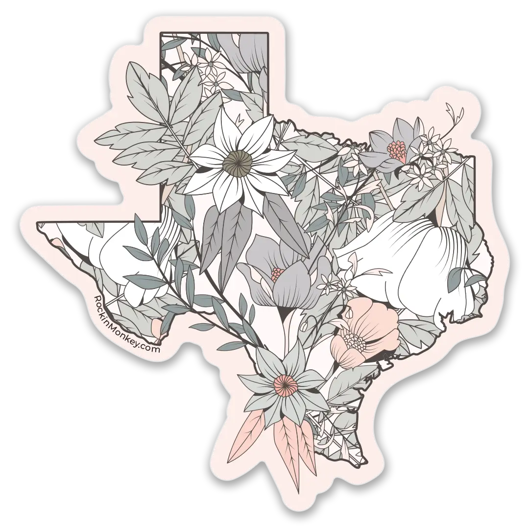 Pink floral texas stickers rockin monkey