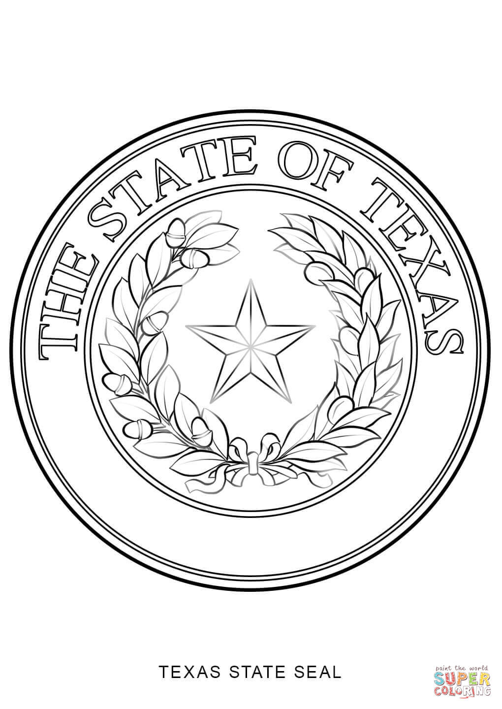 Texas state seal coloring page free printable coloring pages