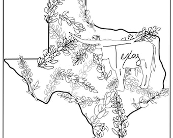 State coloring page texas flowers state flower animal state animal usa coloring pages digital download digital coloring pages