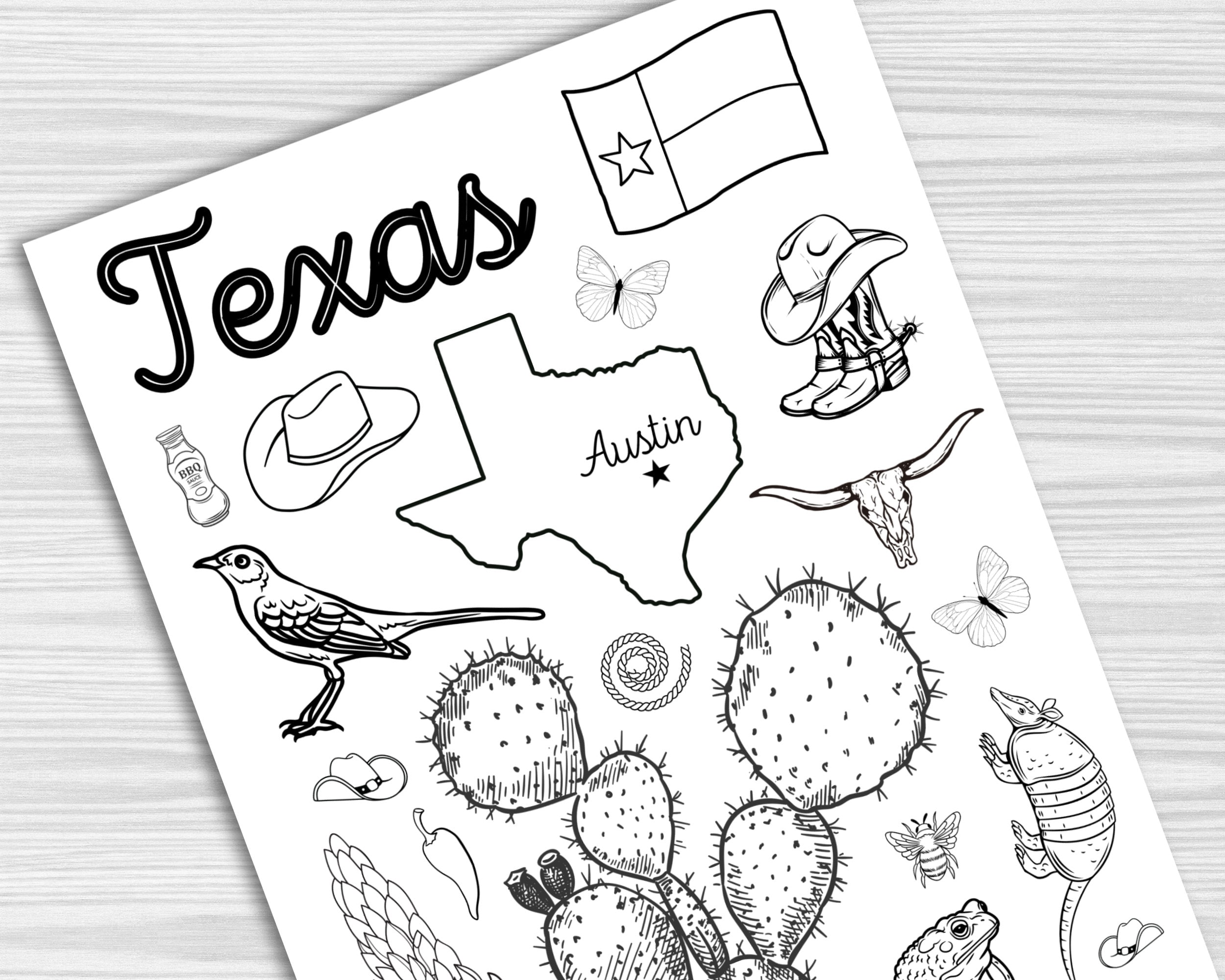 Set of texas activity pages texas state symbols texas activity pages texas printable us state unit th grade worksheet download now