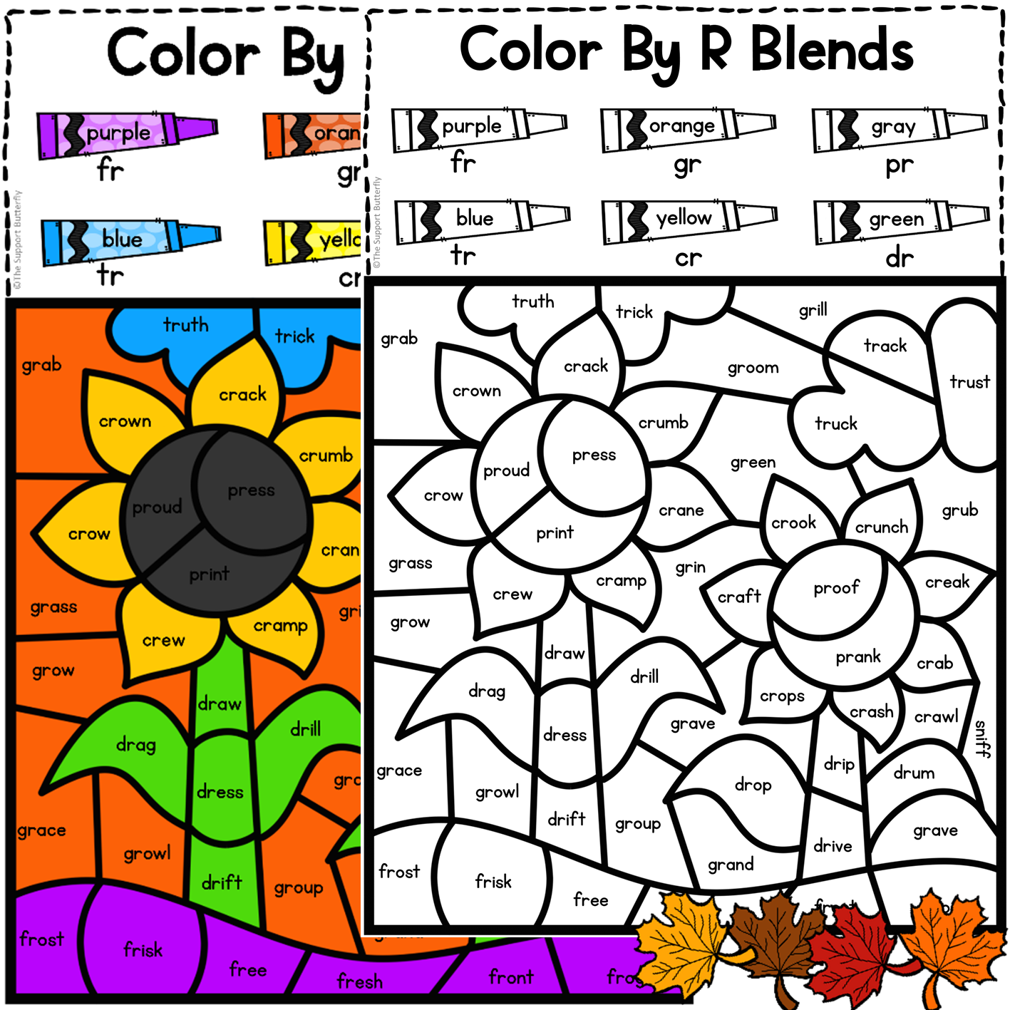 Fall color by code r blends made by teachers