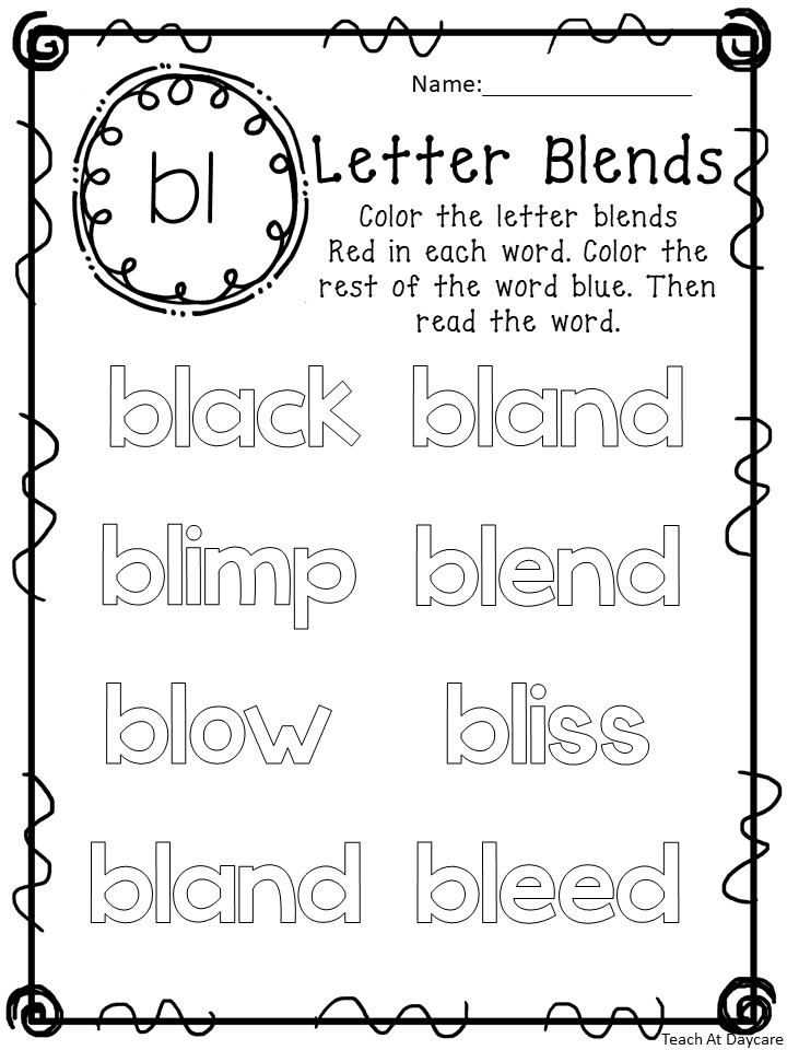 Blends color the word worksheets made by teachers