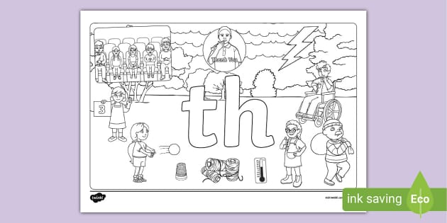 Th sound loaded colouring sheet th sound teacher