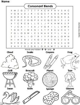 Consonant blends activity word search coloring sheet phonics worksheet consonant blends consonant blends activities phonics worksheets