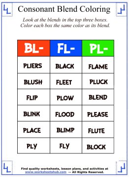 Consonant blend worksheets