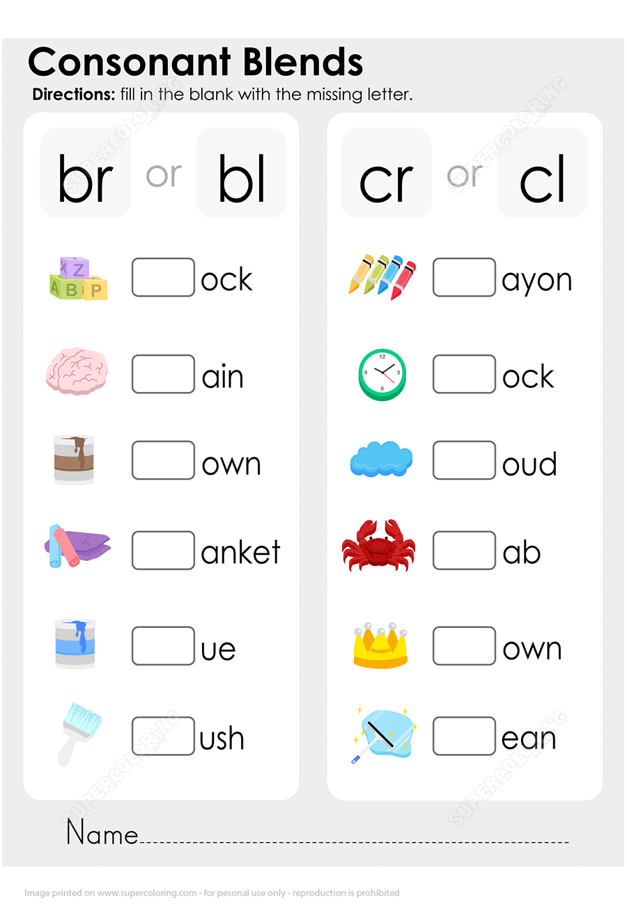 Consonant blends worksheet free printable puzzle games