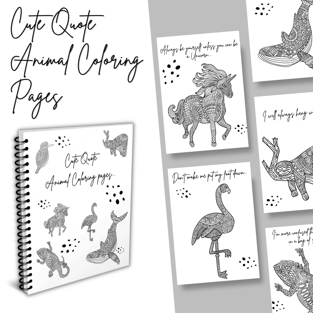 Cute quote mandala animal coloring pages pdf printable art therap â blanks express