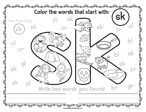 Find color word families blends digraphs trigraphs