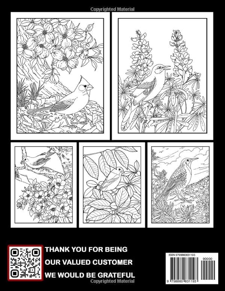 Birds coloring book many stunning coloring pages on black backgroud with high