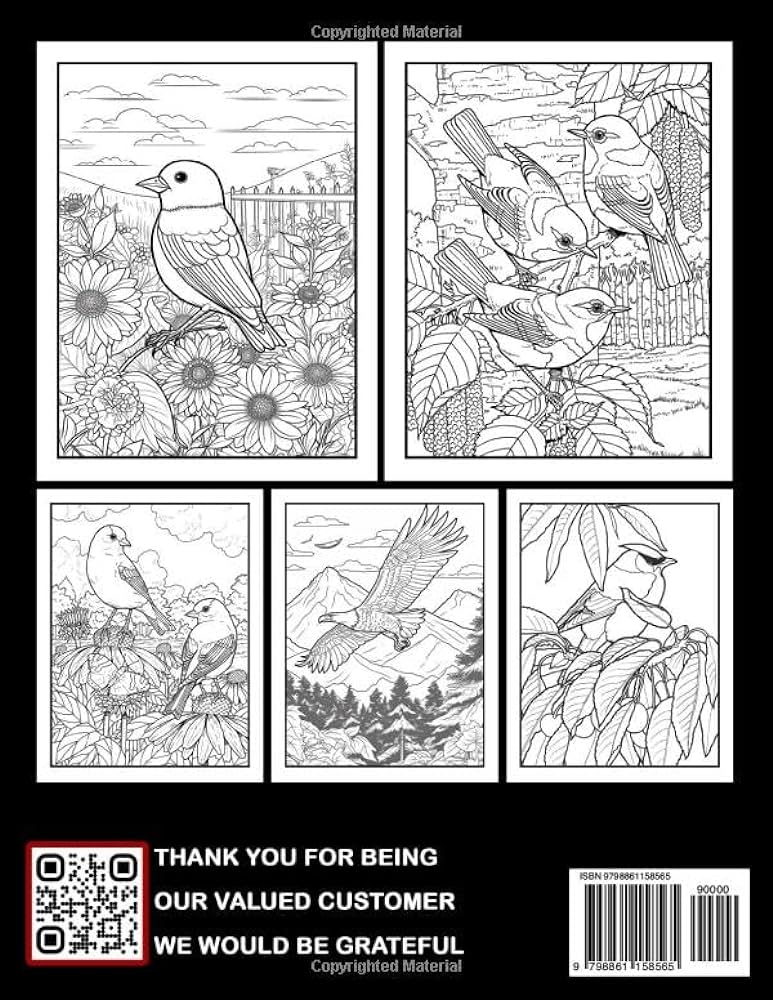 Birds coloring book many stunning coloring pages on black backgroud with high